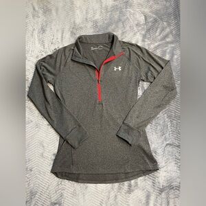 Women’s Under Armour Tech 1/2 Zip Pullover Shirt Gray Small Loose Heat Gear